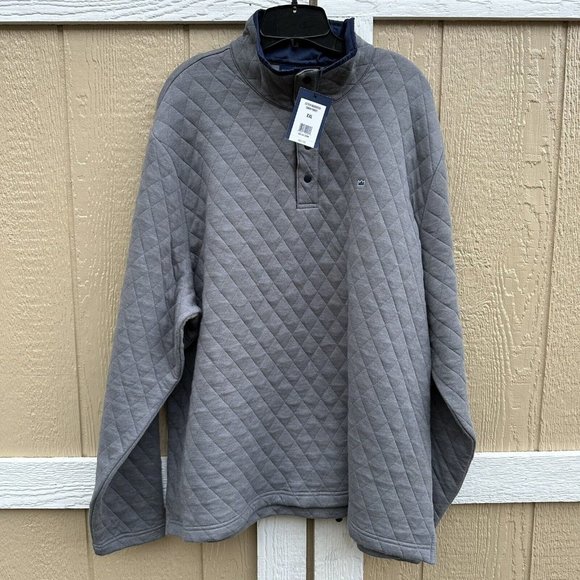 New Crown & Ivy Quilted Snap Neck Stand-Up Collar Pullover Men's Size XXL Gray